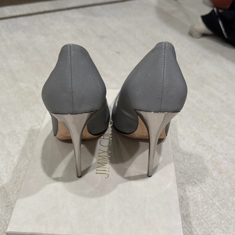 Jimmy Choo Anouk reflective Silver Heels - Picture 8 of 11